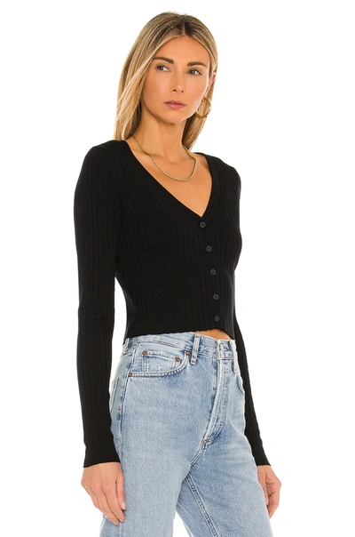 Shop 525 Solid Wide Rib Crop Cardigan In Black