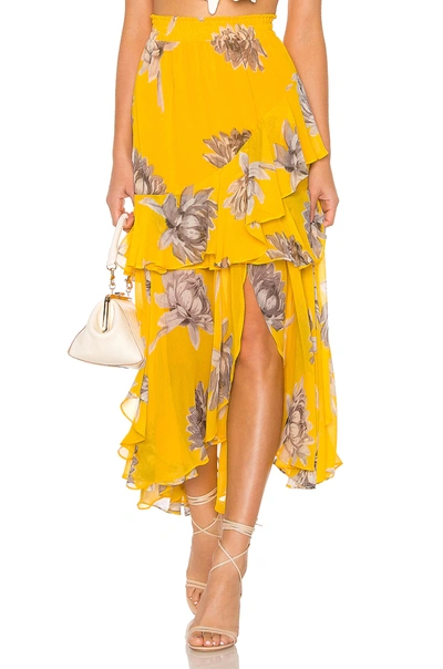 Shop Misa Randi Skirt In Floral Yellow