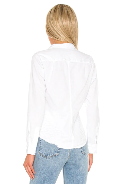 Shop Frank & Eileen Barry Long Sleeve Button Down Top In White Tattered Wash Denim
