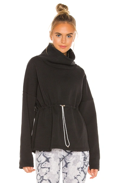 Varley Barton Drawstring-waistband Cotton-blend Jumper In Black