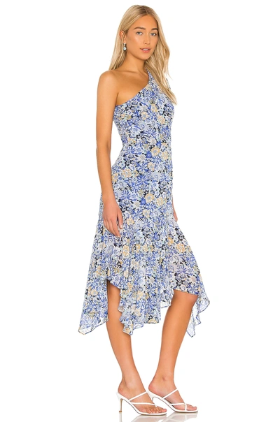 Shop Astr Santorini Dress In Navy Blue Floral