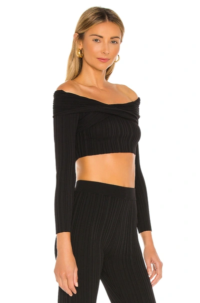 Shop Michael Costello X Revolve Knit Ribbed Off Shoulder Top In Black