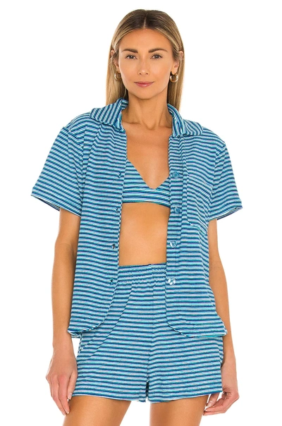 Shop Frankies Bikinis Coco Terry Top In Positano Stripe