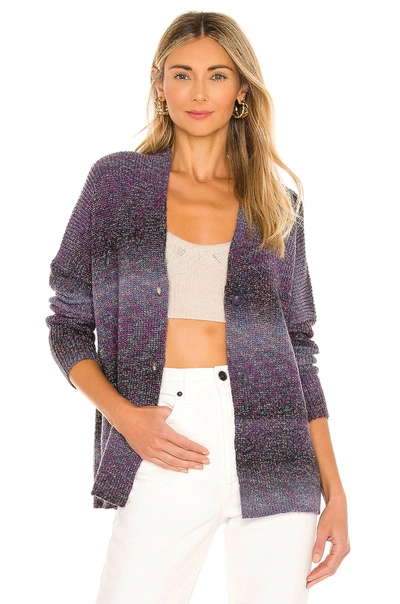 Shop Michael Stars Hallie V Neck Cardigan In Grape Combo