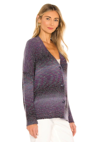 Shop Michael Stars Hallie V Neck Cardigan In Grape Combo