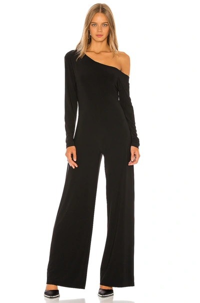 Shop Norma Kamali Long Sleeve Drop Shoulder Jumpsuit In Black