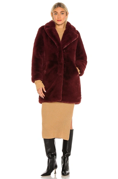 Shop Apparis Sasha Faux Fur Jacket In Burgundy