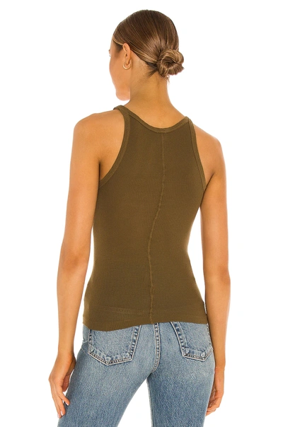Shop Re/done X Hanes Ribbed Tank In Army Green