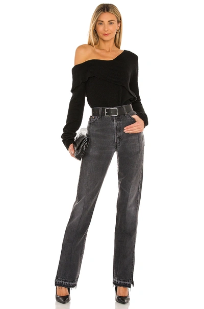 Shop 525 Foldover One Shoulder Sweater In Black