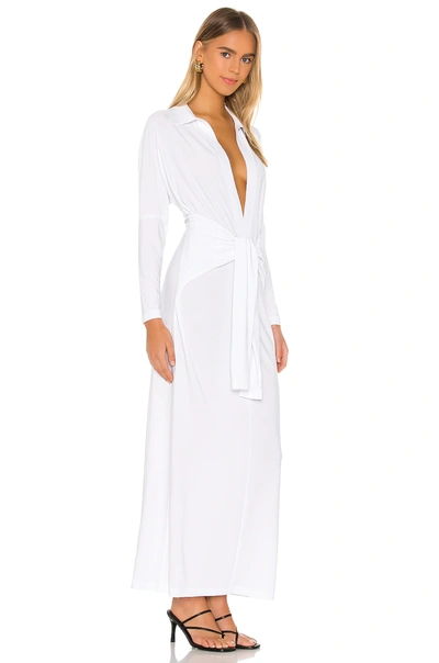 Shop Norma Kamali Tie Front Nk Shirt Dress In White