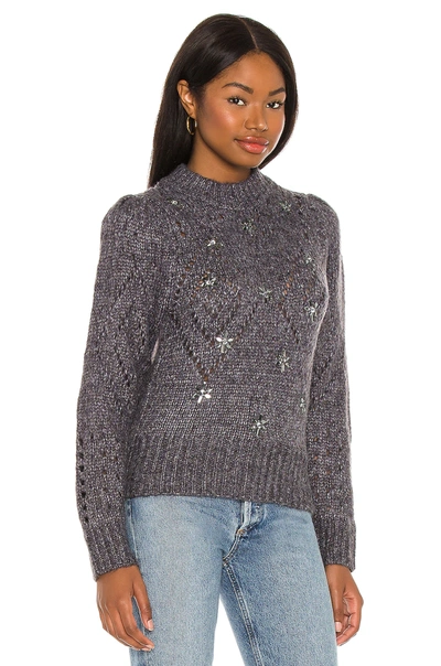 Shop Astr Emma Puff Sleeve Sweater In Midnight