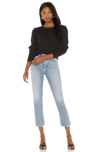 Shop Bobi Black Fine Cotton Sweater In Heather Black