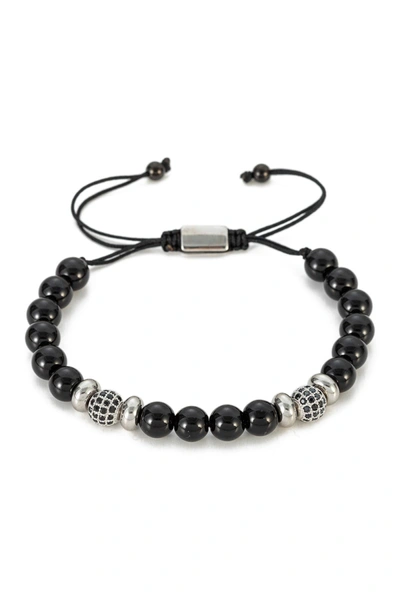 Shop Eye Candy Los Angeles Charles Stretch Beaded Agate Bracelet In Black