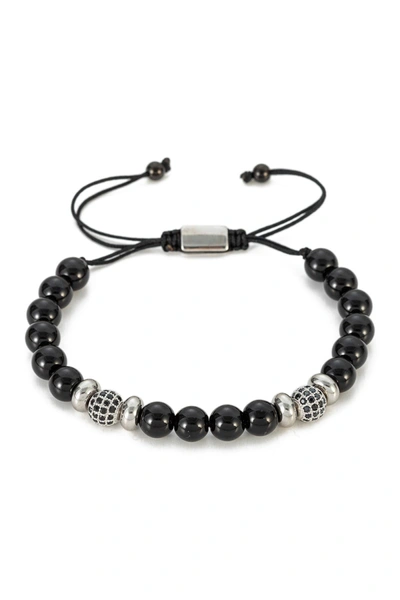 Eye Candy Los Angeles Charles Stretch Beaded Agate Bracelet In Black