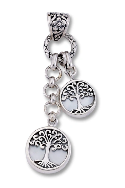 Shop Samuel B Jewelry Sterling Silver Mother-of-pearl Tree Of Life Charm Pendant In White