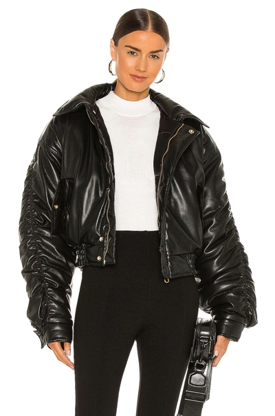 Shop Nanushka Aida Vegan Leather Bomber In Black