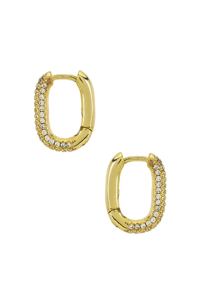 Luv Aj The Pave Chain Link Huggies In Gold