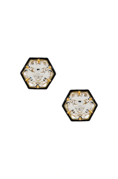 Shop Lele Sadoughi Swarovski Hexagon Studs In Jet