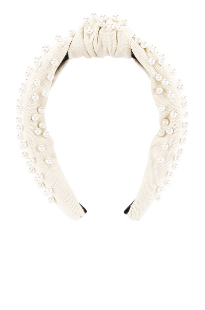 Shop Lele Sadoughi Woven Pearl Headband In Ivory