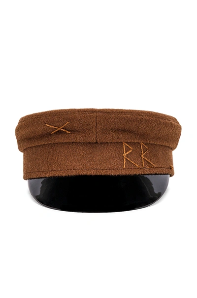 Shop Ruslan Baginskiy Monogram Embroidered Baker Boy Cap In Brown