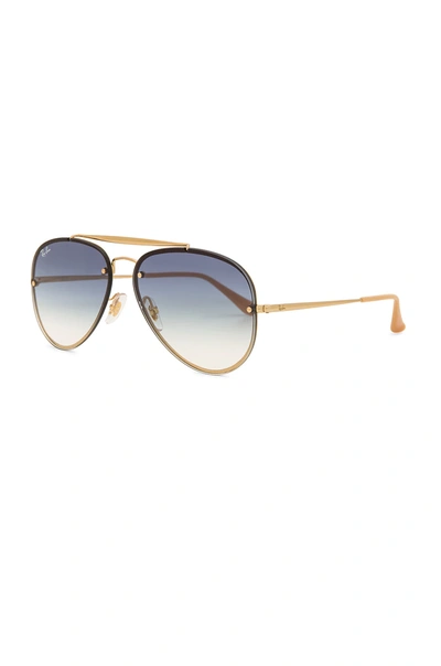 Ray Ban Blaze Aviator In Gold & Light Blue Gradient