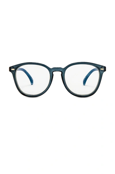 Shop Le Specs Bandwagon Blue Light Glasses In Forrest Green & Soft Gold