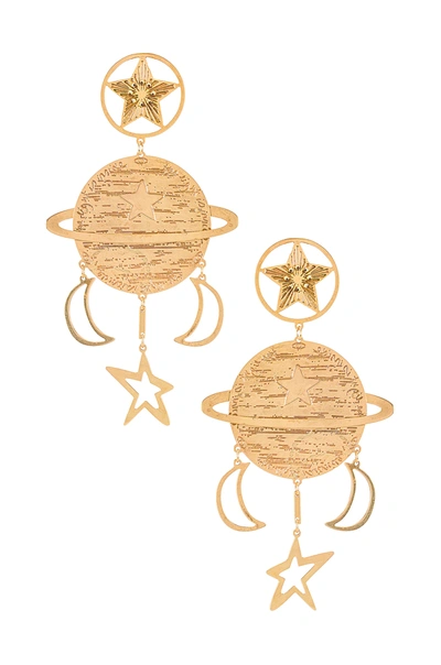 Shop Mercedes Salazar Lucky Saturn Clip On Earrings In Gold