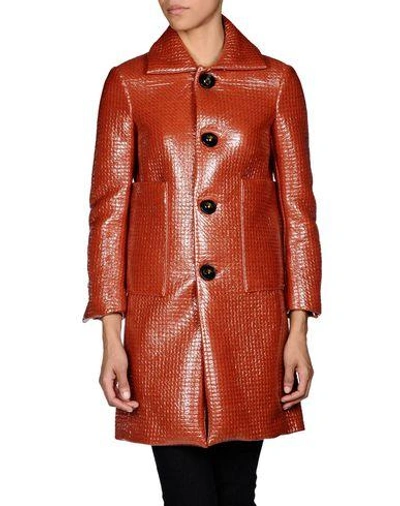 Shop Dsquared2 Coat In Brick Red