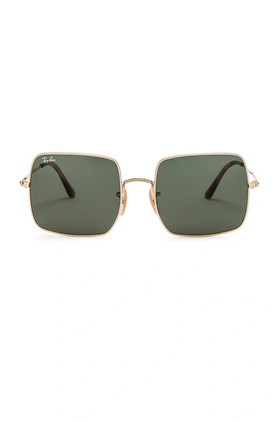 Shop Ray Ban Square Evolve In Green & Gold