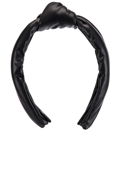 Shop Lele Sadoughi Faux Leather Knotted Headband In Matte Black