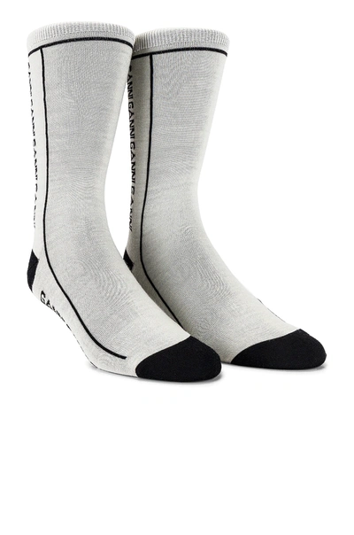 Shop Ganni Logo Socks In Egret