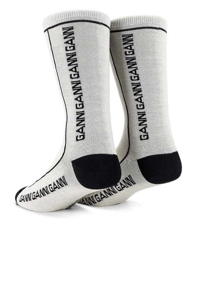 Shop Ganni Logo Socks In Egret