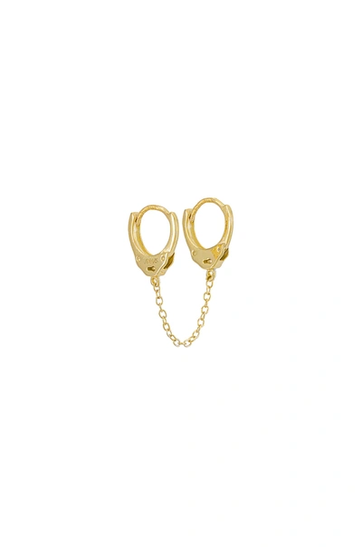 Shop Adinas Jewels Handcuff Chain Huggie Earring In Gold