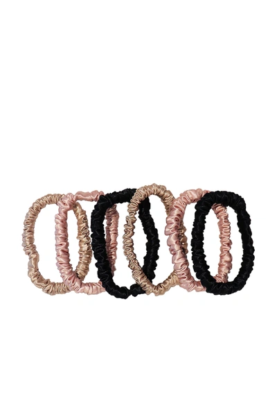 Slip Women's Pure Silk 6-pack Skinny Scrunchies In Black  Pink & Caramel
