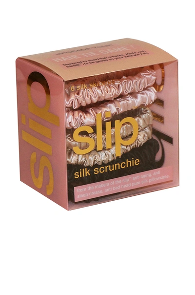 Shop Slip Skinnie Scrunchie 6 Pack In Black  Pink & Caramel