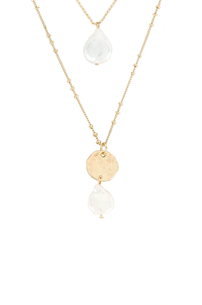 Shop Onzie Pearl Coin Necklace In Gold