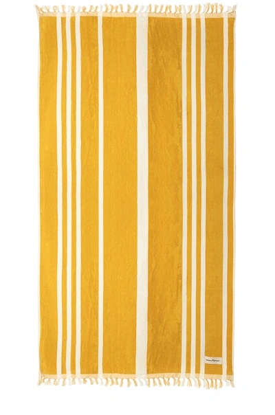 Shop Business & Pleasure Co. The Beach Towel In Vintage Yellow Stripe