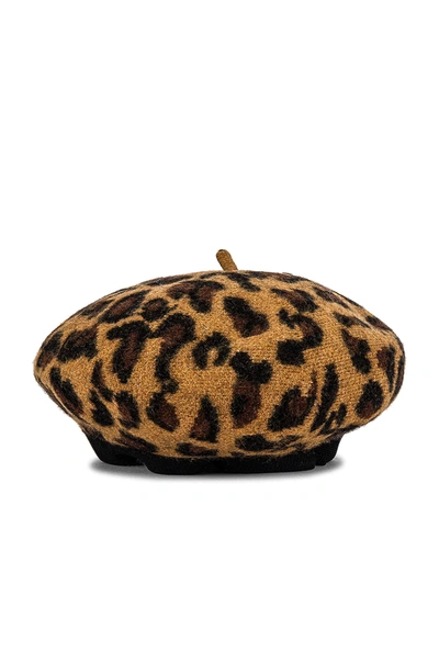 Shop Hat Attack Leopard Beret In Brown