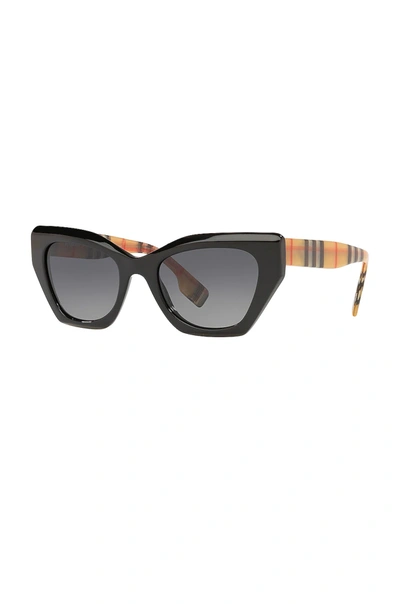 Shop Burberry Butterfly Cat Eye In Black  Vintage Check & Gradient Grey