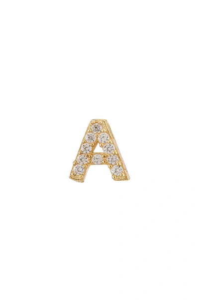 Shop Adinas Jewels Pave Initial Stud Earring In Gold