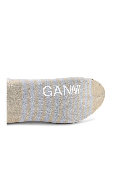 Shop Ganni Striped Socks In Heather