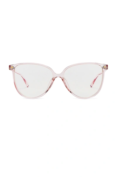 Shop Le Specs Eternally Blue Light Glasses In Crystal Pink & Gold