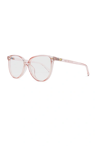 Shop Le Specs Eternally Blue Light Glasses In Crystal Pink & Gold