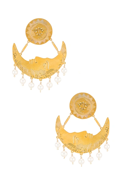 Shop Mercedes Salazar White Moon Clip On Earrings In Gold