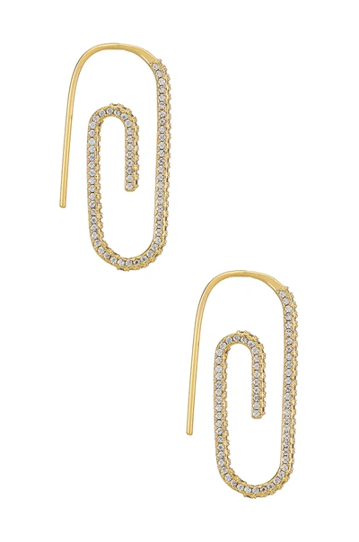 Shop Luv Aj Pave Paper Clip Earrings In Gold