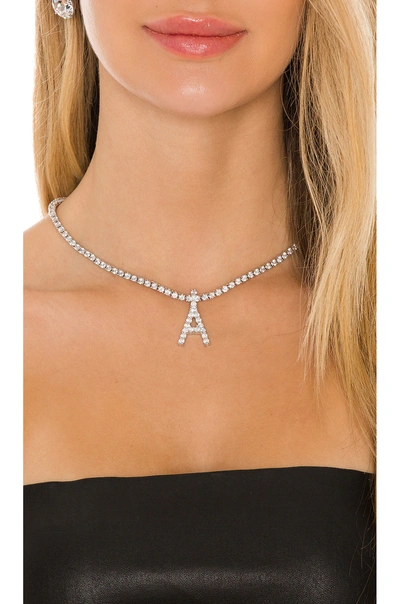 Shop The M Jewelers Ny Full Iced Out Letter Necklace In Silver