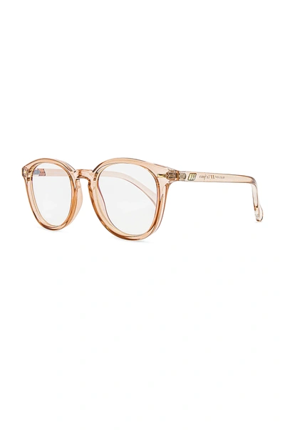 Shop Le Specs Bandwagon Blue Light Glasses In Vintage Crystal & Soft Gold