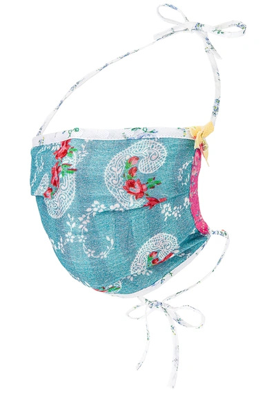 Shop Loveshackfancy Face Mask In Blue Bamba Multi