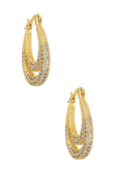 Shop Luv Aj Pave Dolly Hoops In Gold