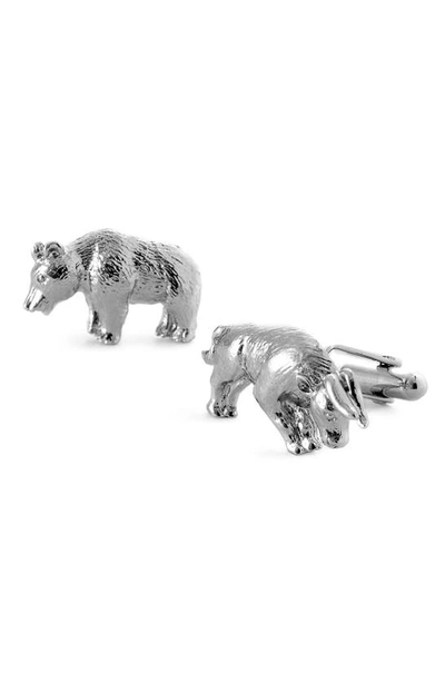 Shop David Donahue 'bull & Bear' Cuff Links In Silver